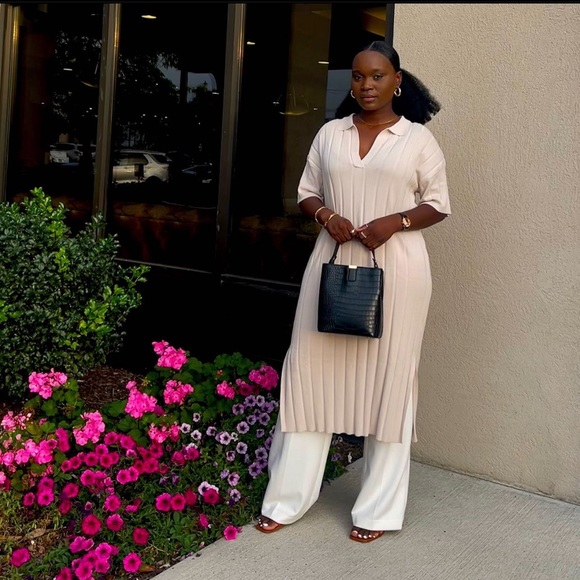 H&M Bloggers Favorite Beige Knit Slit Midi Dress - Picture 11 of 16